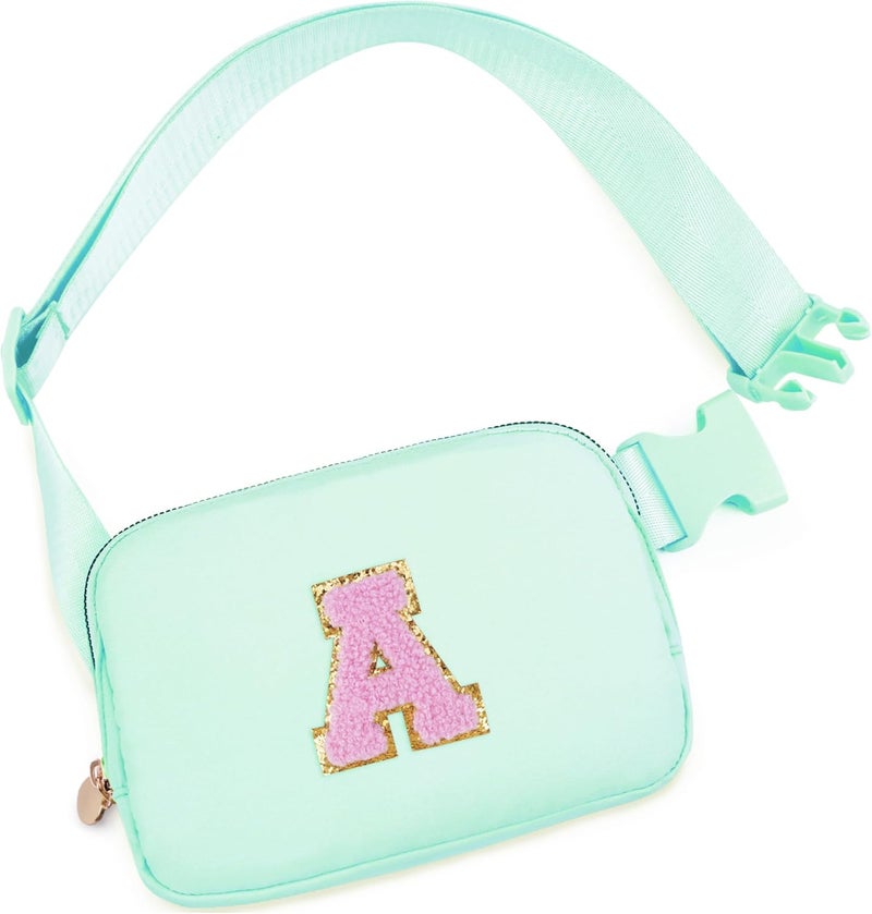 Uygafly Belt Bag Fanny Pack Crossbody Bags with Initials Letter Patch Cute Stuff Birthday Gifts for Teenager Girls Trendy Stuff for Teens | Light Green,A - Image 1